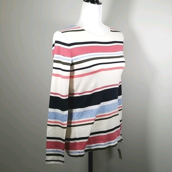 Talbots 100% Cotton Stripped Long Sleeve Tee - Picture 3 of 5